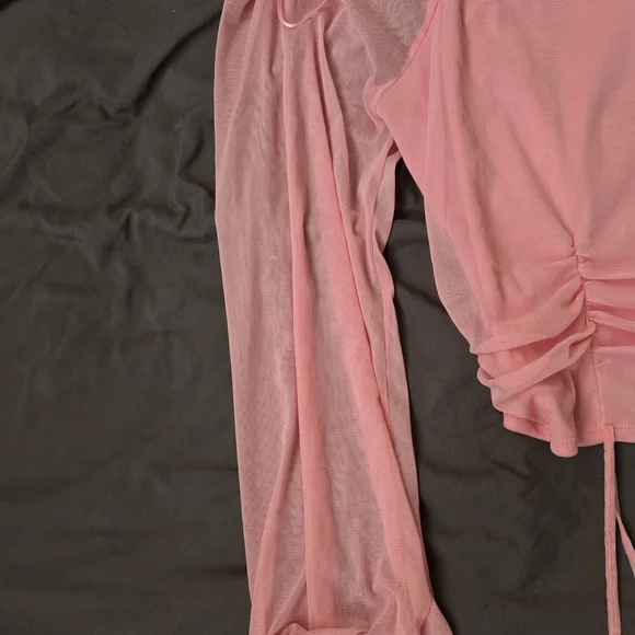 Pink Off-Shoulder Ruched Top - Picture 4 of 5